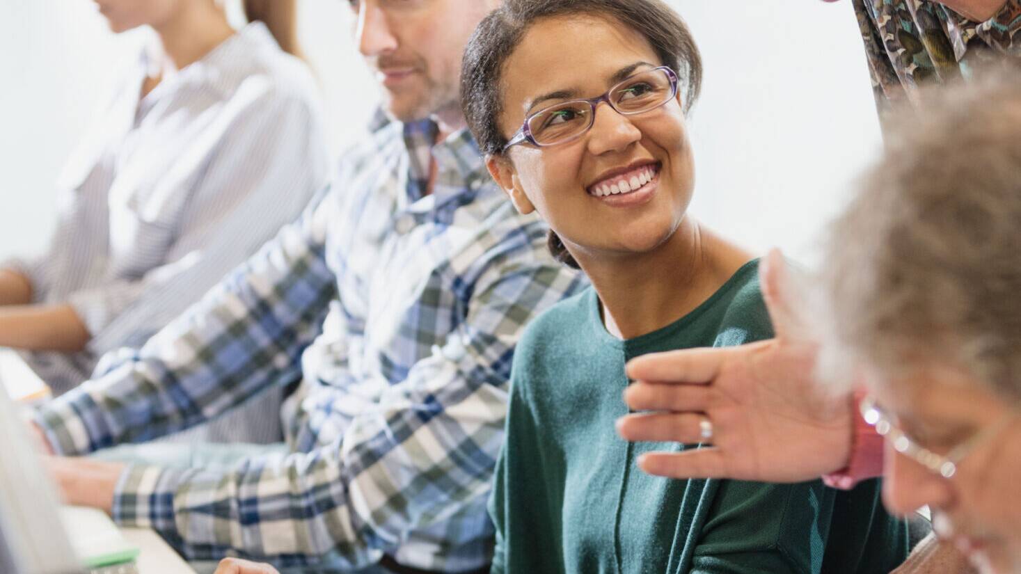 Students learning at computers