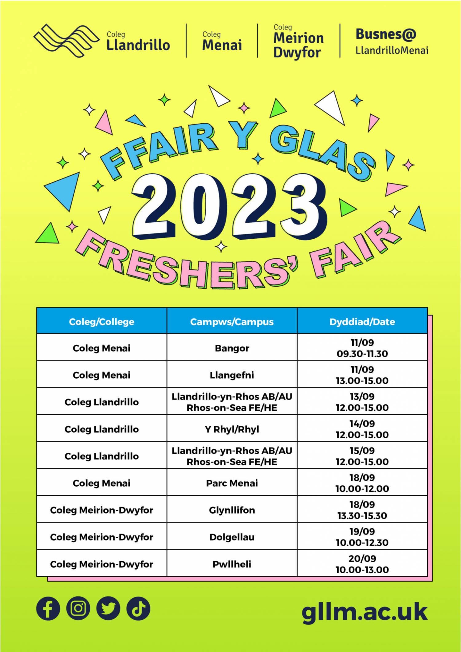 Poster yn hyrwyddo digwyddiadau Ffair y Glas 2022