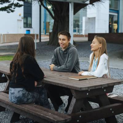 Students outside Coleg Llandrillo’s Rhos-on-Sea campus