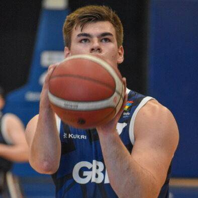 Alex Marshall-Wilson playing for Great Britain in the European under-23 wheelchair basketball championships