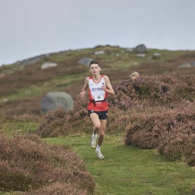 Coleg Menai student Noa Vaughan competing for Wales in the British and Irish Junior Mountain Running Championships