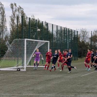 Action from the game between Coleg Llandrillo and Coleg Menai / Coleg Meirion-Dwyfor on the 3G pitch at the Rhos-on-Sea campus