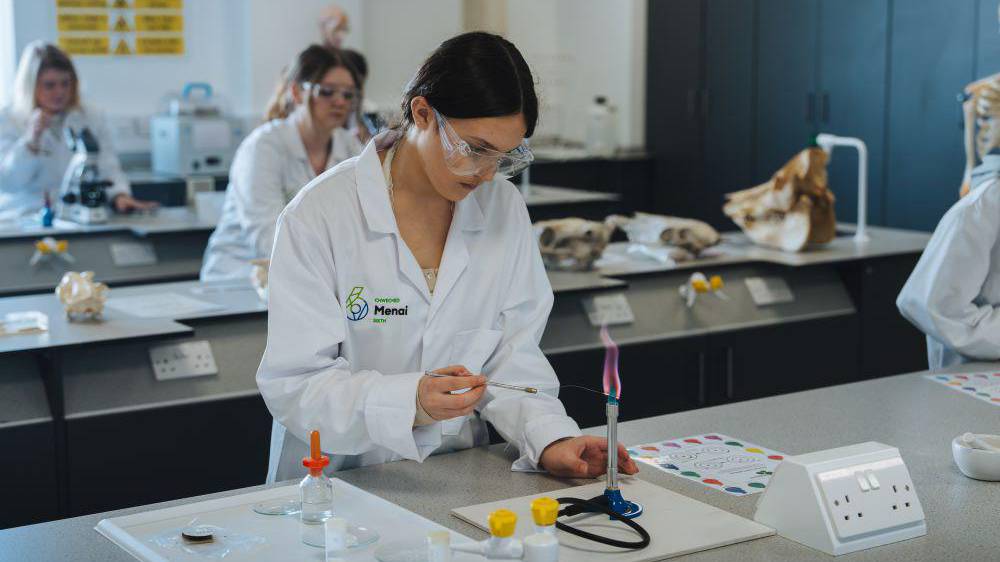 Student in science laboratory