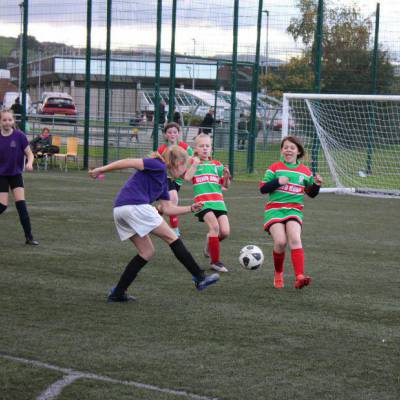 Children playing in the Urdd Conwy football tournaments on the 3G pitch at Coleg Llandrillo’s Rhos-on-Sea campus