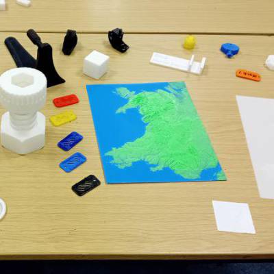 Items created by a 3D printer as part of a Multiply class at Coleg Meirion-Dwyfor