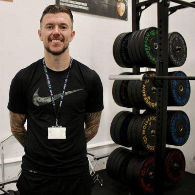 Lecturer Sam Downey in the gym at Coleg Llandrillo’s Rhos-on-Sea campus