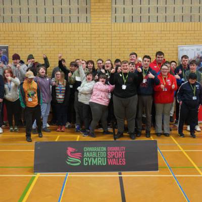 Grŵp Llandrillo Menai learners at the boccia comp