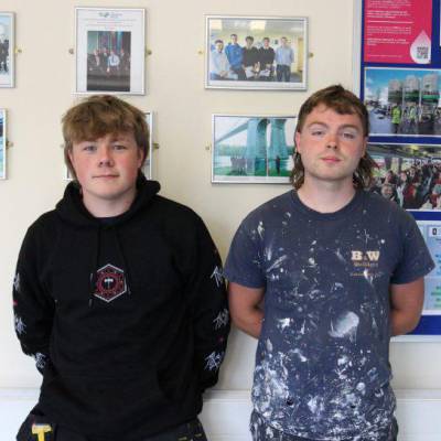Painting and decorating apprentices Kyle Williams and Nathan Evans