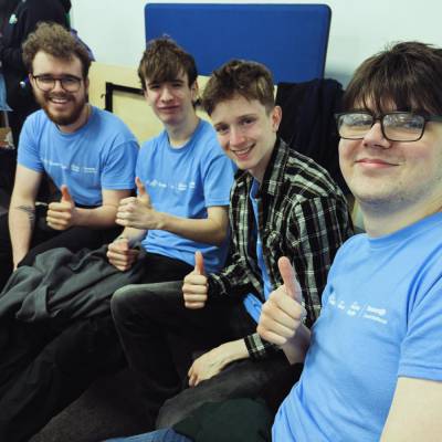 Coleg Menai Creative media students Cai Owen, Matthew Owen, Aron Hughes and Guy Geurtjens