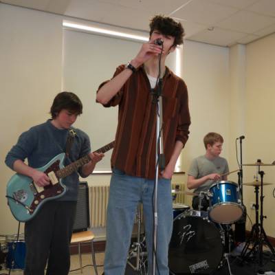 The band Y Ddelwedd, whose members all study A-levels at Coleg Meirion-Dwyfor
