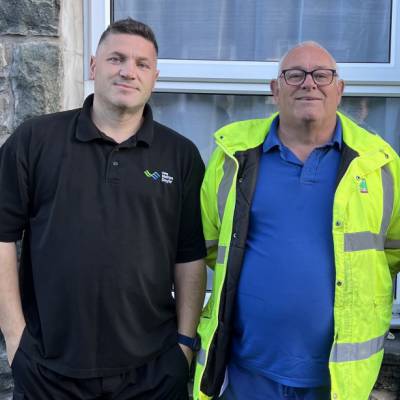 Left to right: Coleg Meirion-Dwyfor lecturer Robert Gunton, his dad Bob and son Robert John