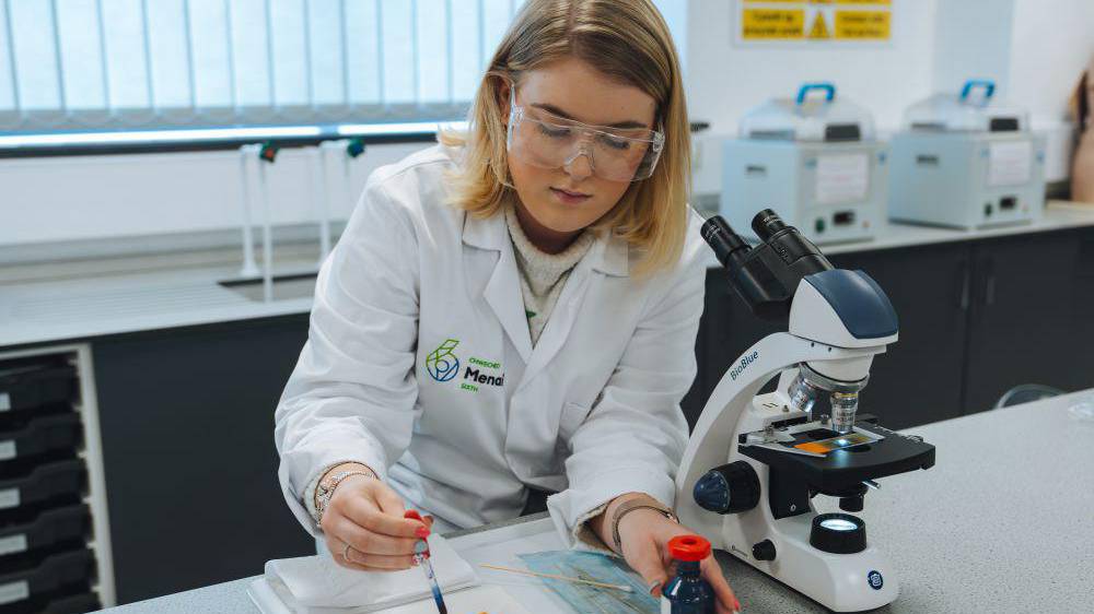 Student in a science lab