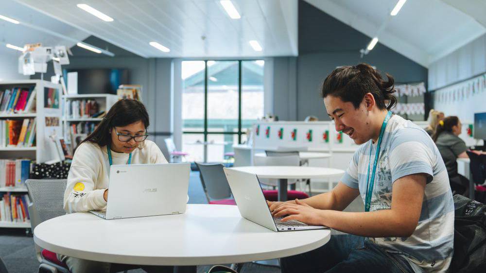 Students in a library