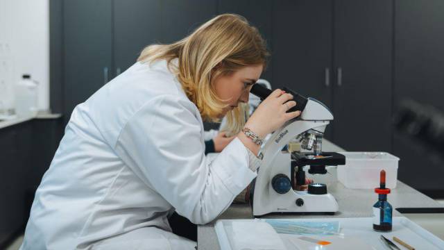 Student in a science lab