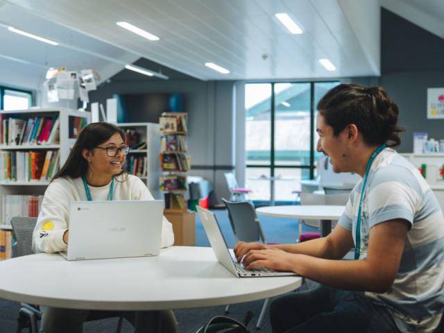 Students in a library