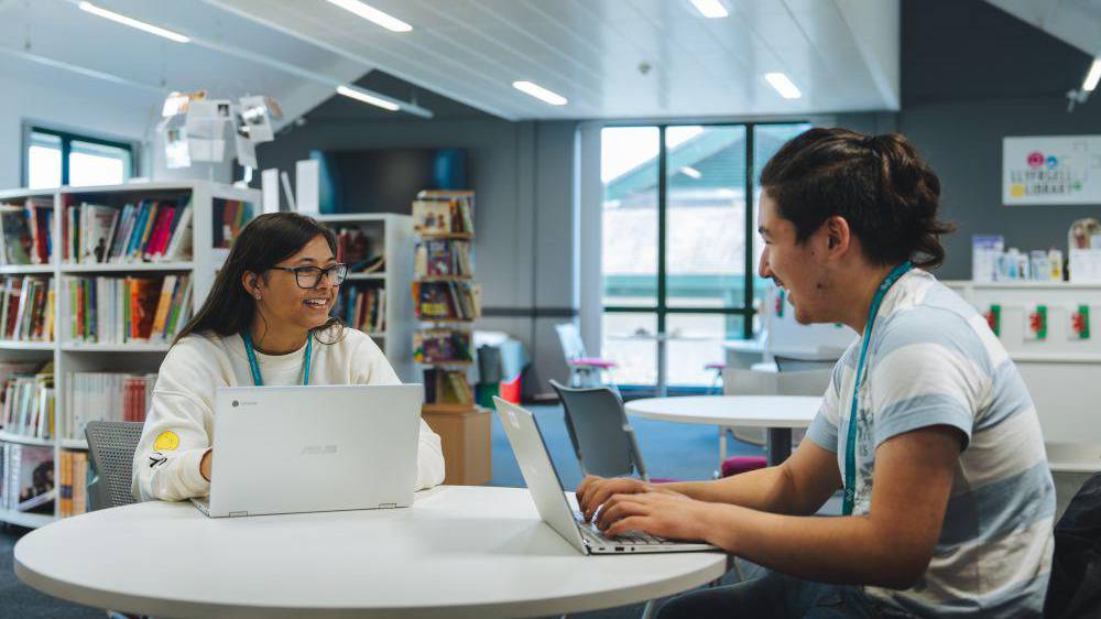 Students in a library