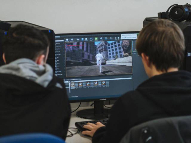 Student playing computer games