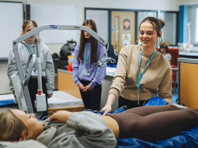 Students working in a classroom