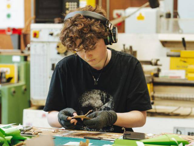 Student in an art studio