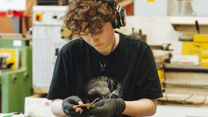 Student in an art studio